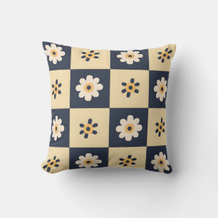 Charming Daisy Checkered Pattern Kissen