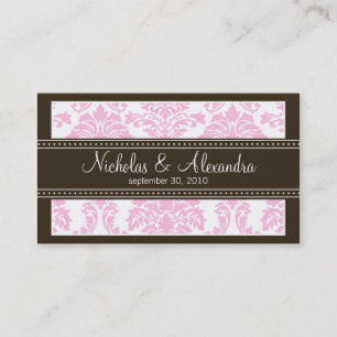 Charming Damask Wedding Web Business Card (pink) Visitenkarte