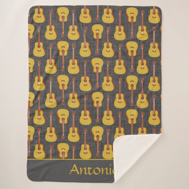 Charming Dark Gray Guitar Music Fan Design Sherpadecke (Vorderseite)