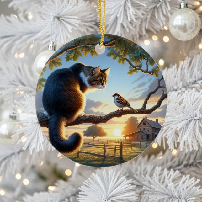 Charming Domestic Medium Hair Cat Keepsake Keramik Ornament (Von Creator hochgeladen)