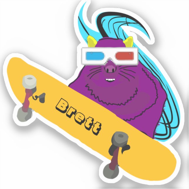 Charming Eichhörnchen Humorvolle Skateboard Decal Aufkleber (Vorderseite)