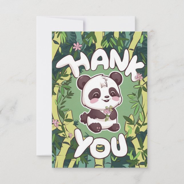 Charming Elegant Panda Dankeskarte (Vorderseite)