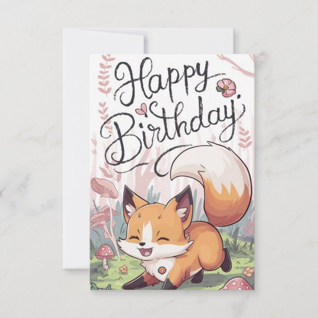 Charming Enchanted Fox Geburtstagkarte Karte (Vorderseite)