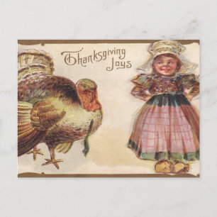 Charming Erntedank Joy Turkey Festival Postkarte