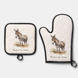 Charming-Eselsnähe, Brauch Ofenhandschuh & Topflappen-Set
