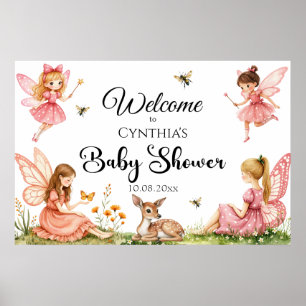 Charming Fairies Woodland Deer Baby Dusche Willkom Poster