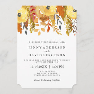 Charming Fall Watercolor Wedding Invitations