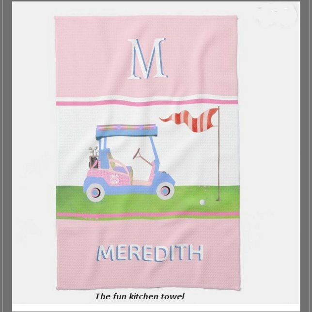 Charming Feminine Golf Cart Clubs Monogram Name Geschirrtuch (Von Creator hochgeladen)