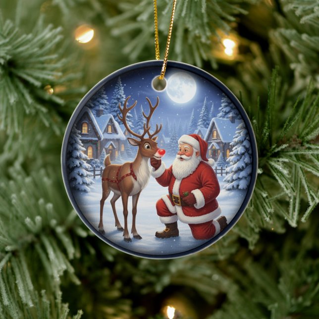 Charming Festive Christmas Scene Keramik Ornament (Von Creator hochgeladen)