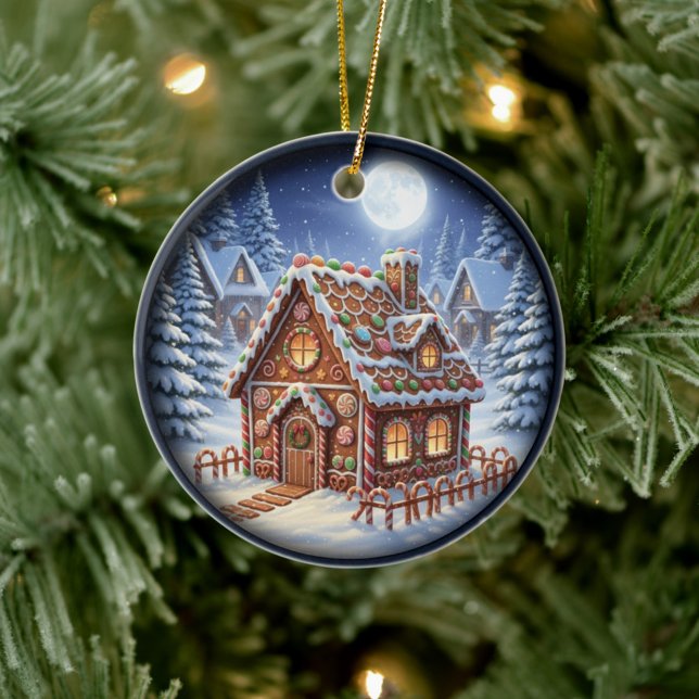 Charming Festive Christmas Scene Keramik Ornament (Von Creator hochgeladen)