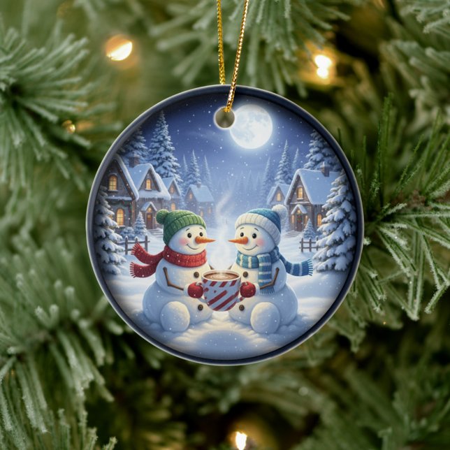 Charming Festive Christmas Scene Keramik Ornament (Von Creator hochgeladen)