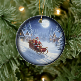 Charming Festive Christmas Scene Keramik Ornament