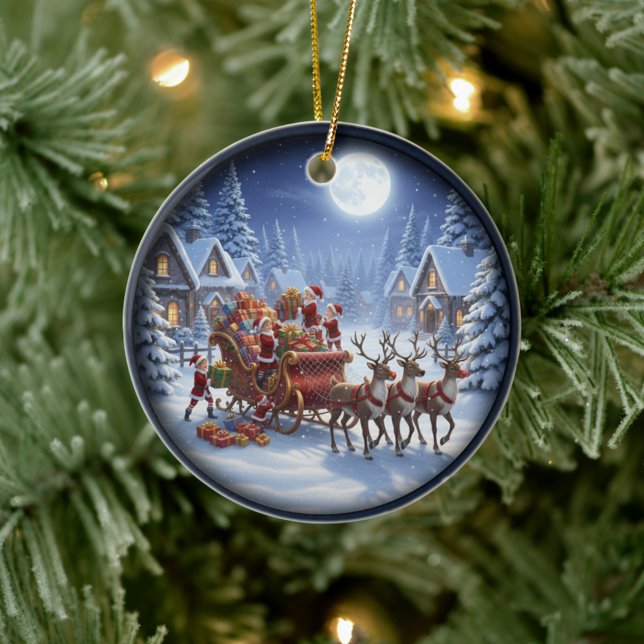 Charming Festive Christmas Scene Keramik Ornament (Von Creator hochgeladen)