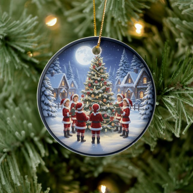 Charming Festive Christmas Scene Keramik Ornament (Von Creator hochgeladen)