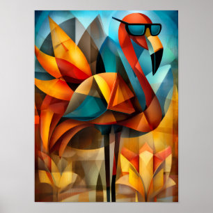 Charming Flamingo - Kubist Cool in Shades Poster