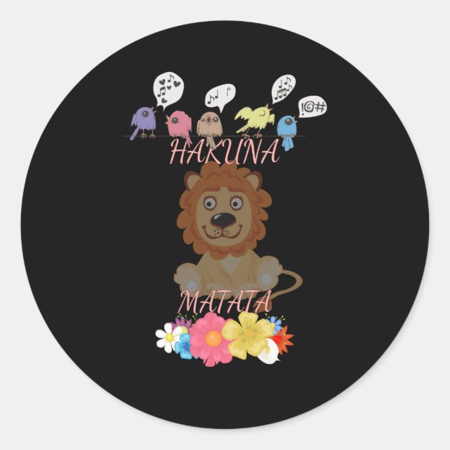 Charming "Flora and Fauna Hakuna Matata" Baby Lion Runder Aufkleber (Vorderseite)