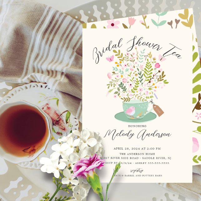 Charming Floral Tea Party Bridal Douche Invitation (Créateur téléchargé)