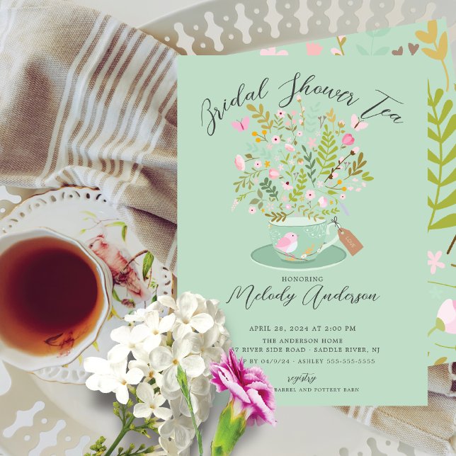 Charming Floral Tea Party Bridal Douche Invitation (Créateur téléchargé)