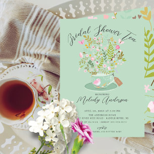 Charming Floral Tea Party Bridal Douche Invitation