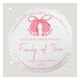 Charming Footprint Familienweihnachtsmuster Rundes Kissen
