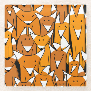 Charming Fox Family: Spielerisches Tiermuster Glasuntersetzer