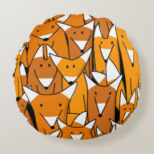 Charming Fox Family: Spielerisches Tiermuster Rundes Kissen