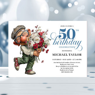Charming Funny Man 50th Birthday Quirky Humor  Einladung
