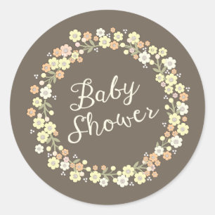Charming Garden Blumenkranz Neutral Baby Dusche Runder Aufkleber