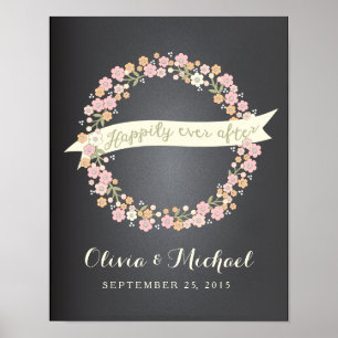 Charming Garden Blumenreath II Hochzeitsposter Poster