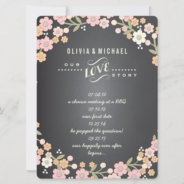 Charming Garden Blumenreath Wedding Story Card Einladung (Vorderseite)