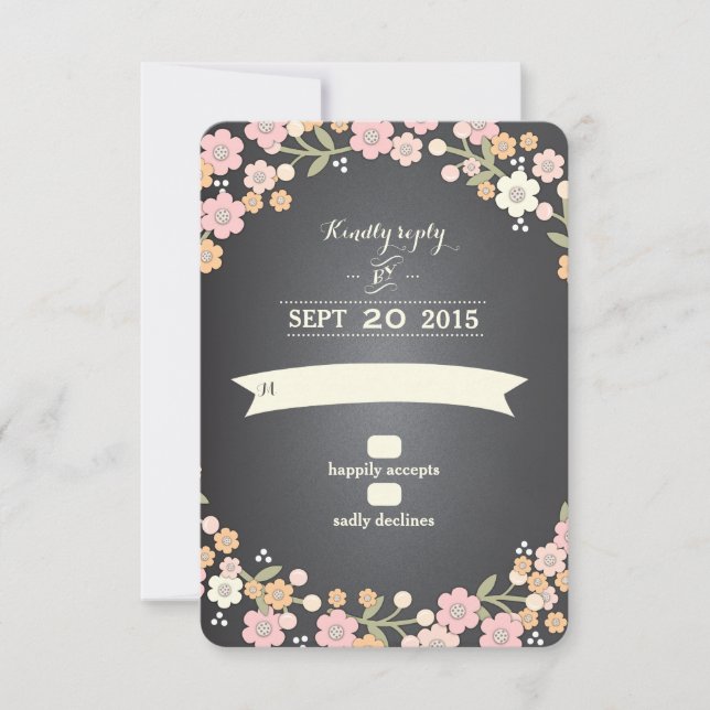 Charming Garden Floral Wreath II Wedding RSVP Card (Vorderseite)