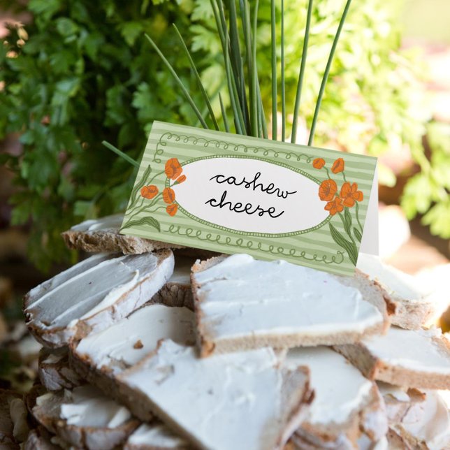 Charming Garden Whimsical Green Orange Platzkarte (Von Creator hochgeladen)