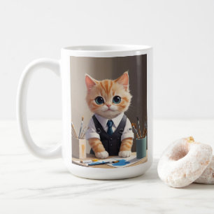 Charming Ginger Cat Artist mit Pinsel Niedlich Kaffeetasse