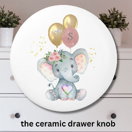 Charming Girl Elephant Pink Balloons Herz Keramikknauf