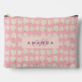Charming Girly Strawberry Muster Monogram Geschenk Zubehörtasche