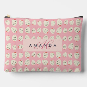 Charming Girly Strawberry Muster Monogram Geschenk Zubehörtasche