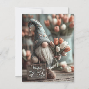 Charming Gnome Holding a "Happy Mother Day" Zeiche Postkarte
