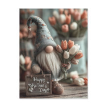 Charming Gnome Holding a "Happy Mother Day" Zeiche