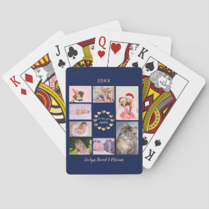 Charming Gold Family Photo Collage Father’s Day Spielkarten