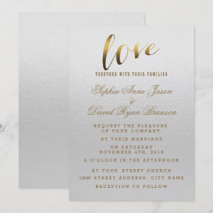 Charming Gold Foil Grunge Gris Faire-part de maria