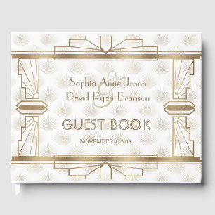 Charming Gold Great Gatsby Art Deco 1920er Hochzei Gästebuch