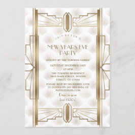 Charming Gold Great Gatsby Art Deco New Year Party Einladung