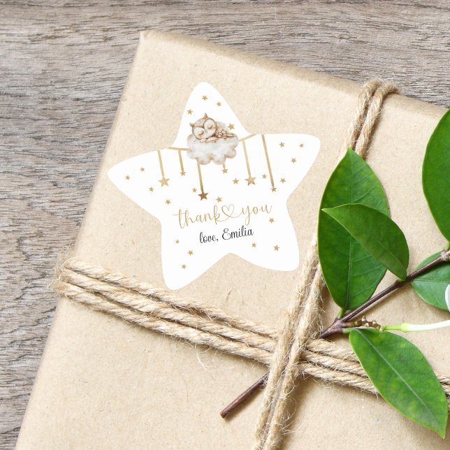 Charming Golden Star Shaped Owl Baby Dusche Stern-Aufkleber (Von Creator hochgeladen)