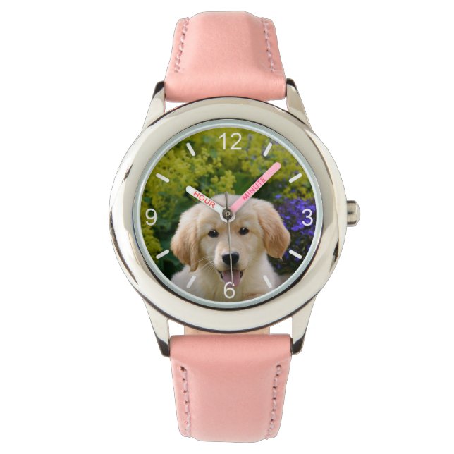 Charming Goldie Retriever Dog Welpe - Wählscheibe Armbanduhr (Vorderseite)