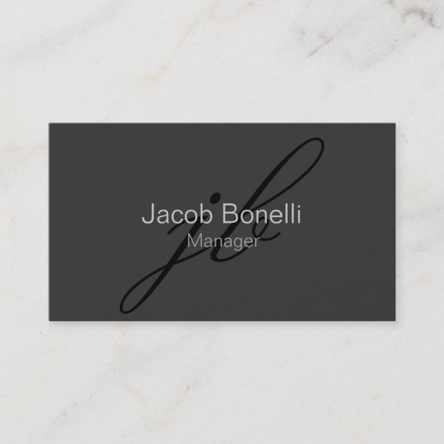 Charming Grau Black Monogram Business Card Visitenkarte (Vorderseite)