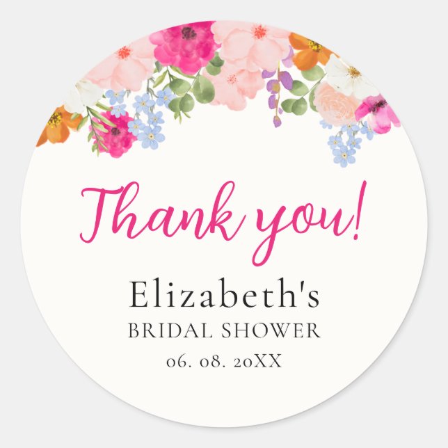 Charming Gypsy Blossoms Bridal Shower Runder Aufkleber (Vorderseite)