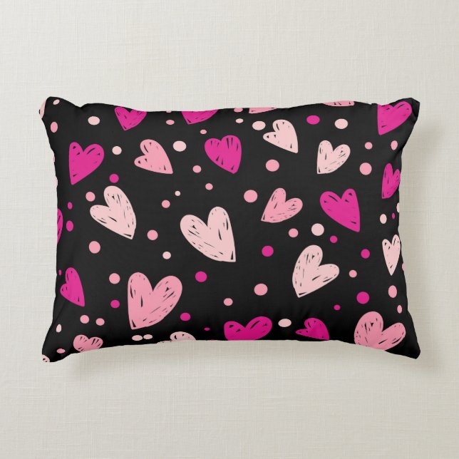Charming Herz- und Punktmuster Dekokissen (Vorderseite)