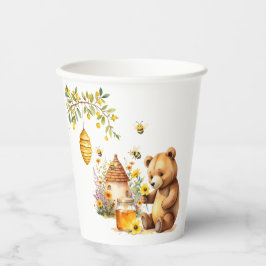 Charming Honey Bee Bear Baby Shower Pappbecher