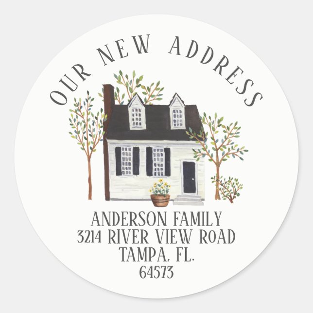 Charming House Our New Address Étiquette Sticker (Devant)