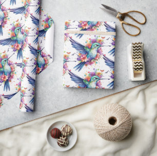 Charming Hummingbirds Blume Muster Geschenkpapier
